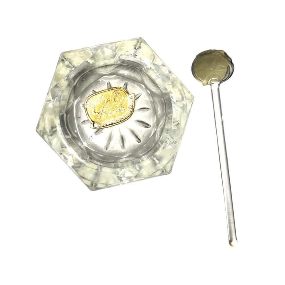 Vintage Bohemia Glass Czechoslovakia CrystalSalt Cellar Set Spoons Clear